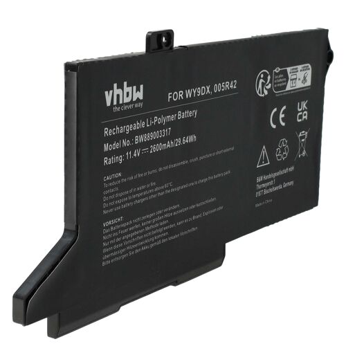 vhbw Batterie compatible avec Dell Latitude 5520, 5420 ordinateur portable (2600mAh, 11,4V, Li-polymère)