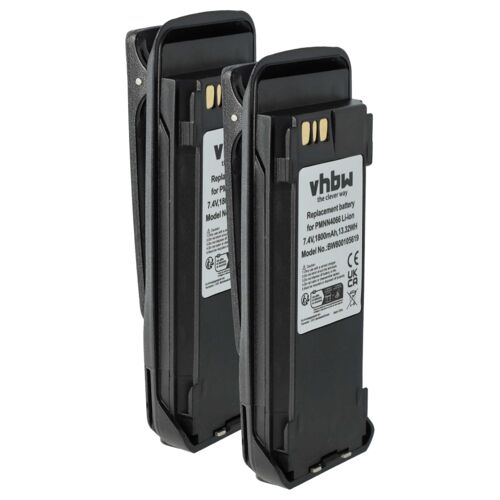 vhbw 2x Batterie compatible avec Motorola MOTOTRBO DP3600, DR3000, DP3601 radio talkie-walkie (1800mAh, 7,4V, Li-ion) - avec clip de ceinture
