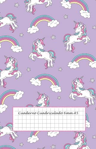 Cuaderno Cuadriculado A5 6mm / Unicornio: 50 Hojas - 100 Páginas - Cuadricula 6x6 - Cuaderno Cuadros Grandes - Cuaderno Cuadriculado Pequeño - Libreta ... - Cuaderno Escolar A5 - Libreta Bonita Niña