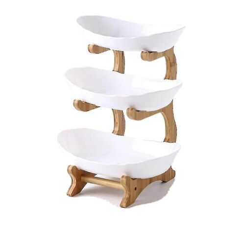 Assiette De Fruits À 3 Niveaux Avec Support En Bois Snacks Candy Kitchen