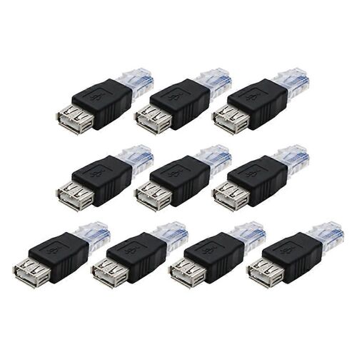 10Pcs USB A Femelle vers Ethernet RJ45 Mâle Adaptateur Connecteur Routeur Adaptateur USB vers RJ45 Femelle A à E
