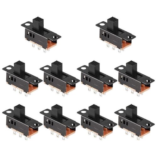 10Pcs Haut Bouton 6 Broches 3 Position DPDT Panneau Interrupteur À Glissière 0.5A 50V DC