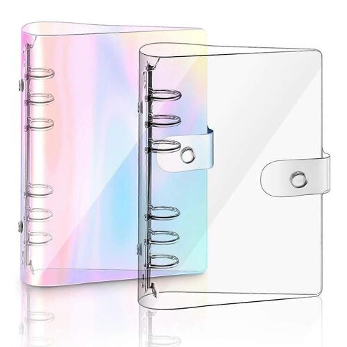 2 Pcs A5 Arc-En-Ciel Souple Pvc Cahier Classeur Couverture De Carnet En Pvc Souple Transparent, Reliure De Planificateur Personnel À Feuilles Mobiles