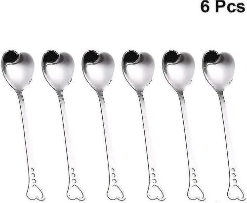 6 Pcs Acier Inoxydable Cuillères De Coeur Dessert Cuillères Spoons À Café