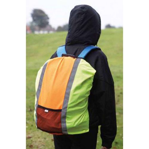housse sécurité pour sac à dos 20 à 60 L- Jaune et orange fluo haute visibilité - HVW068