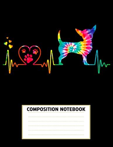 Composition Notebook: Wide-Ruled, 8.5 X 11, 120 Pages, Puppy Chihuahua Dog Heartbeat Notebook For Girls Kids Teens Students And Adults