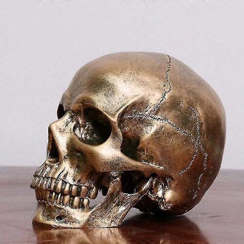 Humain Bronze Résine Crâne Modèle Médical Halloween Réaliste 1: 1 Statue Décor