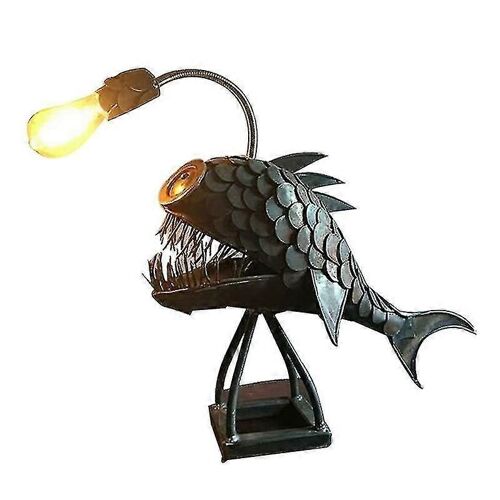 Angler Fish Lamp Usb Rechargeable Bureau Métal Lumière Handmade Craft Home Living Room Décoration Sm