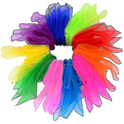 20 pièces Foulards de danse Jonglage Foulards Foulards magiques Bande rythmique Foulards, multicolore, carré, 24 par 24 pouces -suzuka