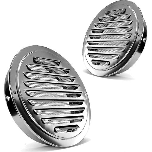 [Pack De 2] Bouches D'aération En Acier Inoxydable, Évent De Couvercle De Grille Rond À Persiennes Rondes De 7 Pouces, Ventilation Des Conduits Plats Du Capot, Sortie D'air Murale De L¿Évent Avec Mous