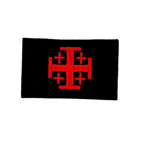 Patch Ecusson Brode Backpack Drapeau Croix De Jerusalem Templier Croisade Noir