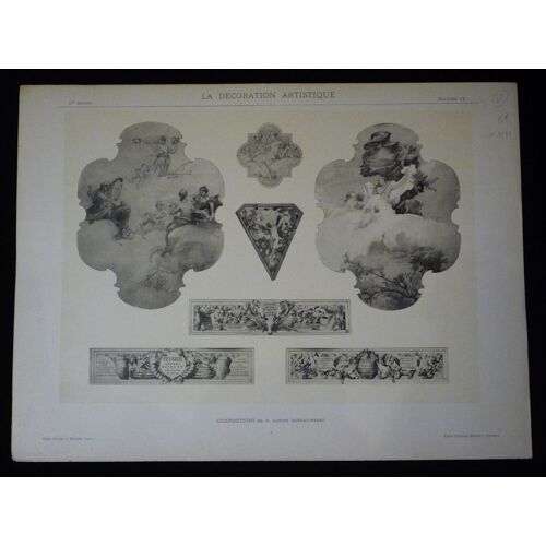 La Décoration Artistique. 1re Année, N°3, Planche 12 : Compositions De M. Adrien Moreau-Néret