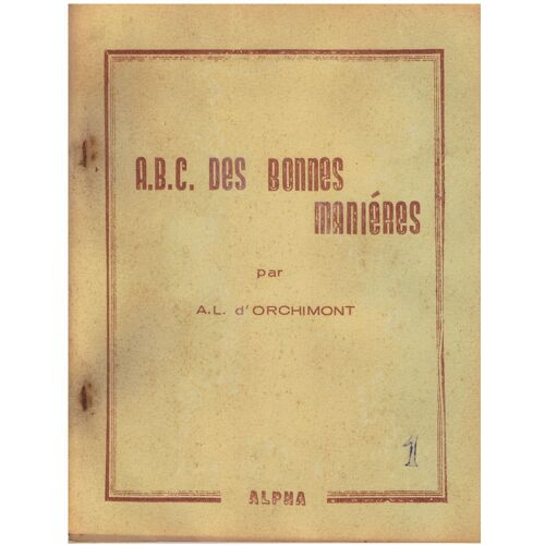 A.B.C. Des Bonnes Manières Fascicule 1