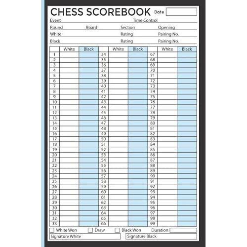 Chess Scorebook: Chess Notation Pad And Score Notebook | 100 Games Sheets 99 Moves | Chess Workbook | Track Your Chess Matches Score Pad (Chess Tournament Log).