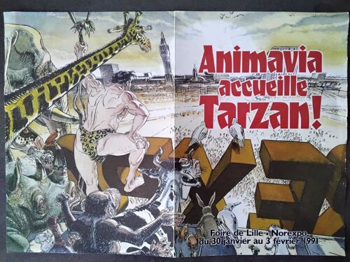 Affiche 21 X 29,7 Cm "Animavia Accueille Tarzan" (François Boucq - 1991)