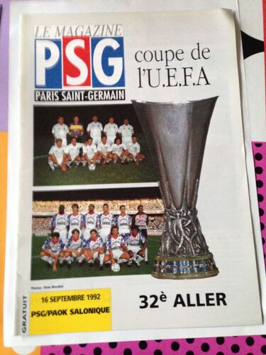 Psg/Paok Salonique Du 16/09/1992 Coupe De L'uefa 32eme Aller