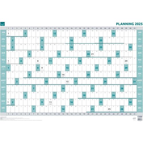 Quo Vadis Planning Annuel Pelliculé Souple 90x63 Effaçable