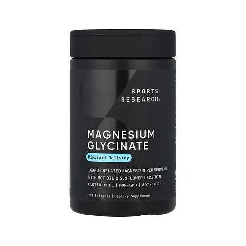Sports Research, Glycinate De Magnésium, 160 Mg, 120 Capsules À Enveloppe Molle (80 Mg Par Capsule À Enveloppe Molle) 
