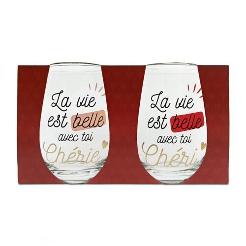 Coffret Duo Verres Chéri / Chérie - La Vie Est Belle