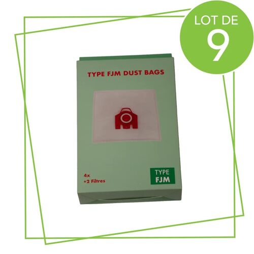 Lot de 9 boîtes de 4 sacs à poussière synthétiques FJM compatibles Aspirateur (9917710 KOMPATIBEL)