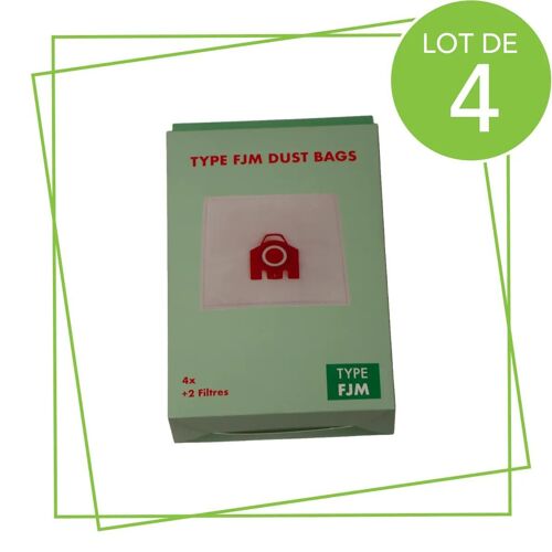 Lot de 4 boîtes de 4 sacs à poussière synthétiques FJM compatibles Aspirateur (9917710 KOMPATIBEL)