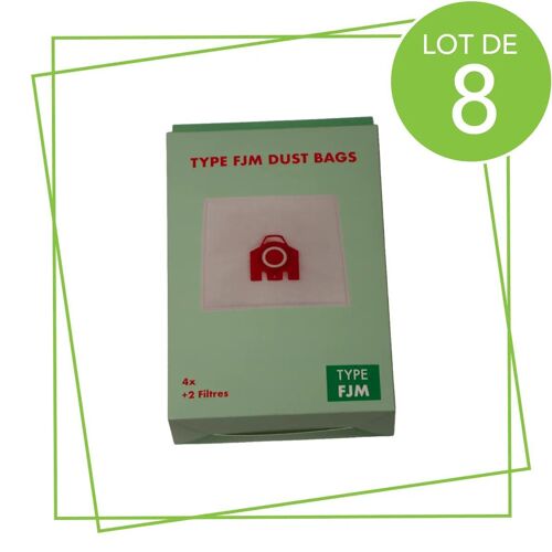 Lot de 8 boîtes de 4 sacs à poussière synthétiques FJM compatibles Aspirateur (9917710 KOMPATIBEL)