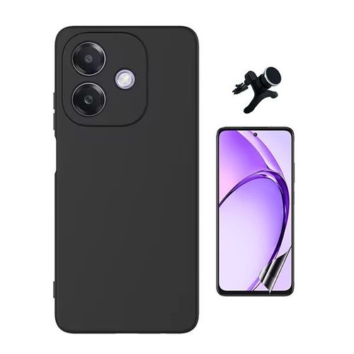 Kit De Film Hydrogel Avant + Couverture En Silicone Liquide + Support Renforcé Phonecare Pour Oppo A3 4g - Noir
