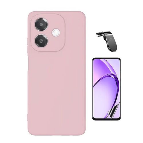 Kit De Film Hydrogel Avant + Couverture En Silicone Liquide + Support Phonecare L Pour Oppo A40m - Rose