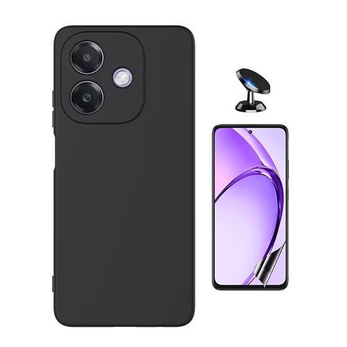 Kit De Film Hydrogel Avant + Couverture En Silicone Liquide + Support Magnétique Phonecare Pour Oppo A3 4g - Noir
