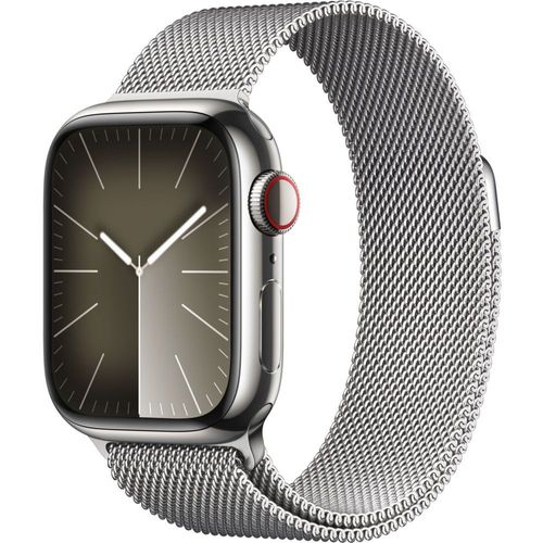 Apple Watch Series 9 GPS + Cellular - Boîtier Acier Inoxydable 41 mm Argent - Bracelet Milanais