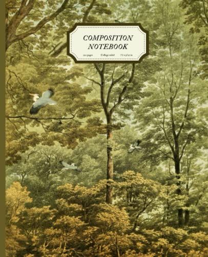 Composition Notebook: Vintage Forest Illustration.: 120 Pages / Colleged Ruled Lined Paper / 7.5" X 9.25" / Rustic Collection / With Inside Pictures!