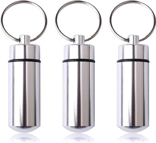 3 boîtes à médicaments en aluminium étanches (argent), boîtes à médicaments en sac, boîtes à médicaments en argent, boîtes à médicaments en argent porte-clés étanches, boîtes à médicaments en plein ai