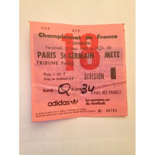 Ticket PSG – Lille – 31 Juillet 1993 – Billet De Match – Collection