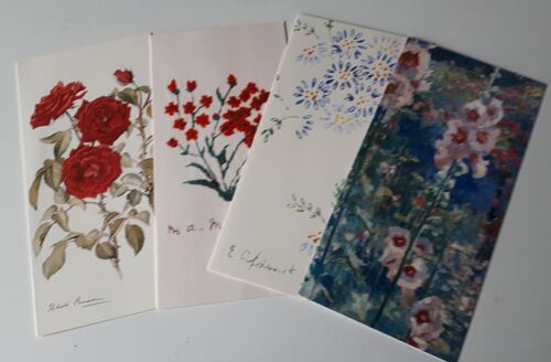 Lot De 4 Grandes Cartes Doubles Avec Motif Floral (Modèles Différents) -10x20cm - Éditées Par British Red Cross (Croix-Roux Anglaise)