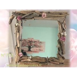 MIROIR EN BOIS FLOTTE N°772. FABRICATION ARTISANALE.