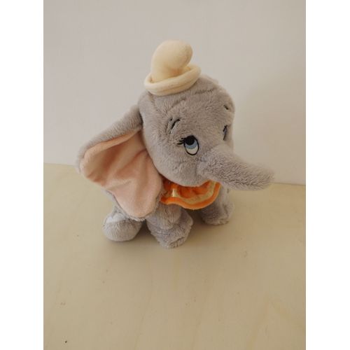 Doudou Peluche Éléphant Gris Chapeau Jaune Dumbo Disney