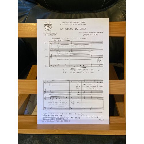 Jacques Grindel La Queue Du Chat Partitions Pour Choeur Collection Plein Jeu Éditions Heugel Pj 473