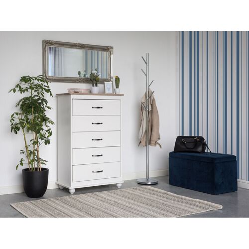Commode blanche 5 tiroirs SHARON