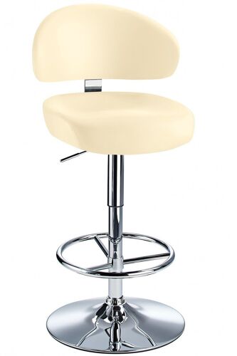 Tabouret de bar réglable de la hauteur de la Jamaïque crème en faux cuir.