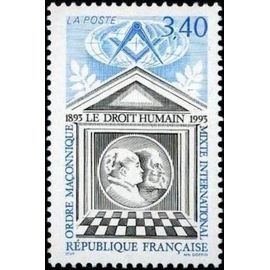 1 Timbre France 1993 Neuf-Centenaire Du Droit Humain Ordre Maçonnique Mixte International - Yt 2796
