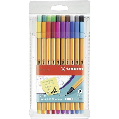 Stabilo - Stylo Fineliner Point 88 - Couleurs Ass. - Lot De 20 Pcs