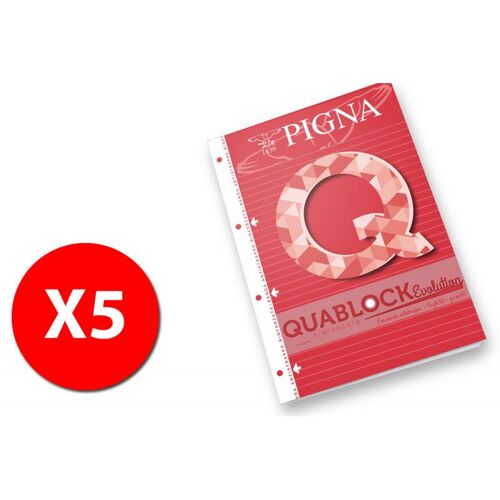 Blocs Quablock Evolution Pigna - A4 - 02112151r - Rainure 1r - 40 Feuilles Par Bloc - Pack De 5 Blocs