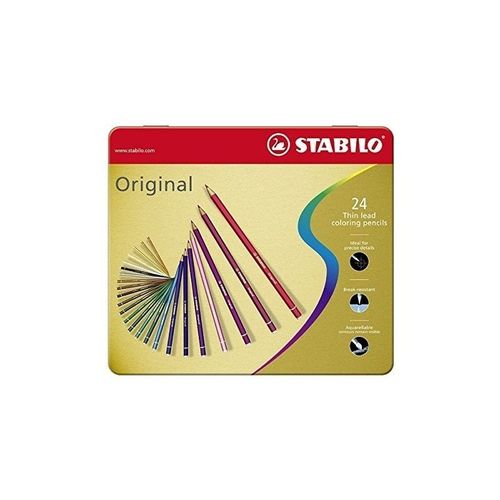 Crayons De Couleur Stabilo Original - Boite Métal De 24 Pcs