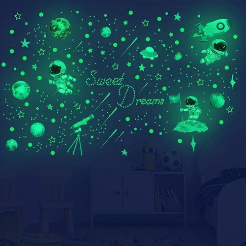 Autocollants Muraux Étoiles Et Points De Lune 3d, 435 Pièces/Ensemble, Lumineux, Brille Dans La Nuit, Pour Chambre D'Enfant, Plafond, Brille Dans La Nuit