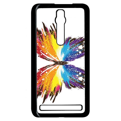 Coque asus zenfone 2 ze551ml - papillon multicolor - noir