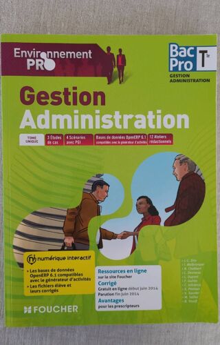 Gestion Adminiistrration. Bac Pro Tle . Foucher 2014 . Livre Enseignants