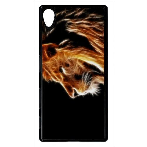 Coque xperia z5 - tete de lion aerographe - noir