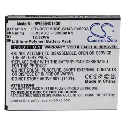 Vhbw Batterie Compatible Avec Samsung Galaxy Xcover Pro Smartphone (3200mah, 3,85v, Li-Polymère)
