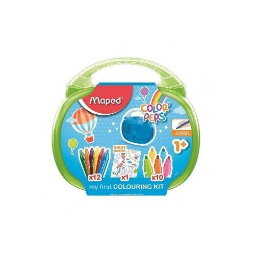 Ma Premiere Malette De Coloriage Jumbo Maxi : 10 Feutres Lavables + 12 Crayons Cire + 1 Poster Geant - Loisirs Creatif Bebe, Enfant - Des 1 An