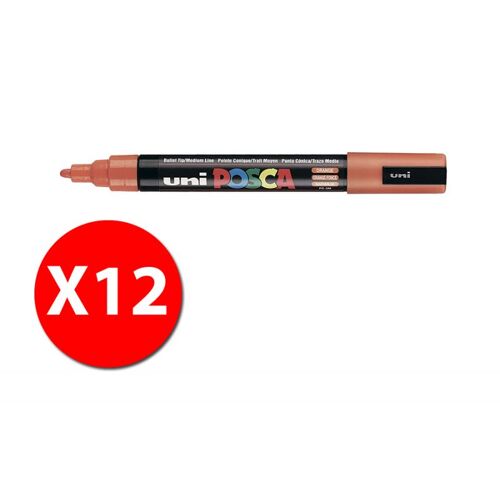 Uniposca - Marca Tore Base Water - Punta Media Pc - 5m -1,8-2,5 Mm - Orange - Conf.12 Pcs